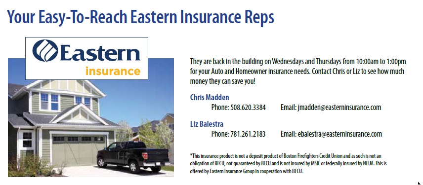 Eastern Eastern Insurance is back in our building, Wednesday and Thursday from 10:00am to 1:00pm